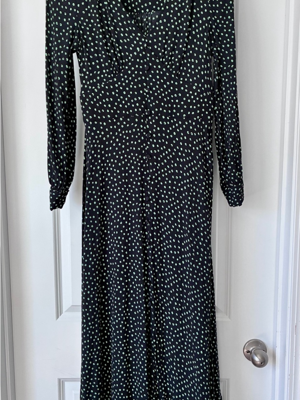 Whistles Black Stamp Spot Print Midi Dress (US 6/UK10)